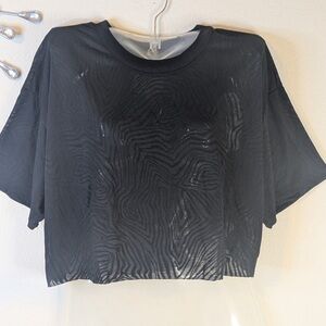 Chaser Black Shadow Cropped Short Sleeve Top XS NWT